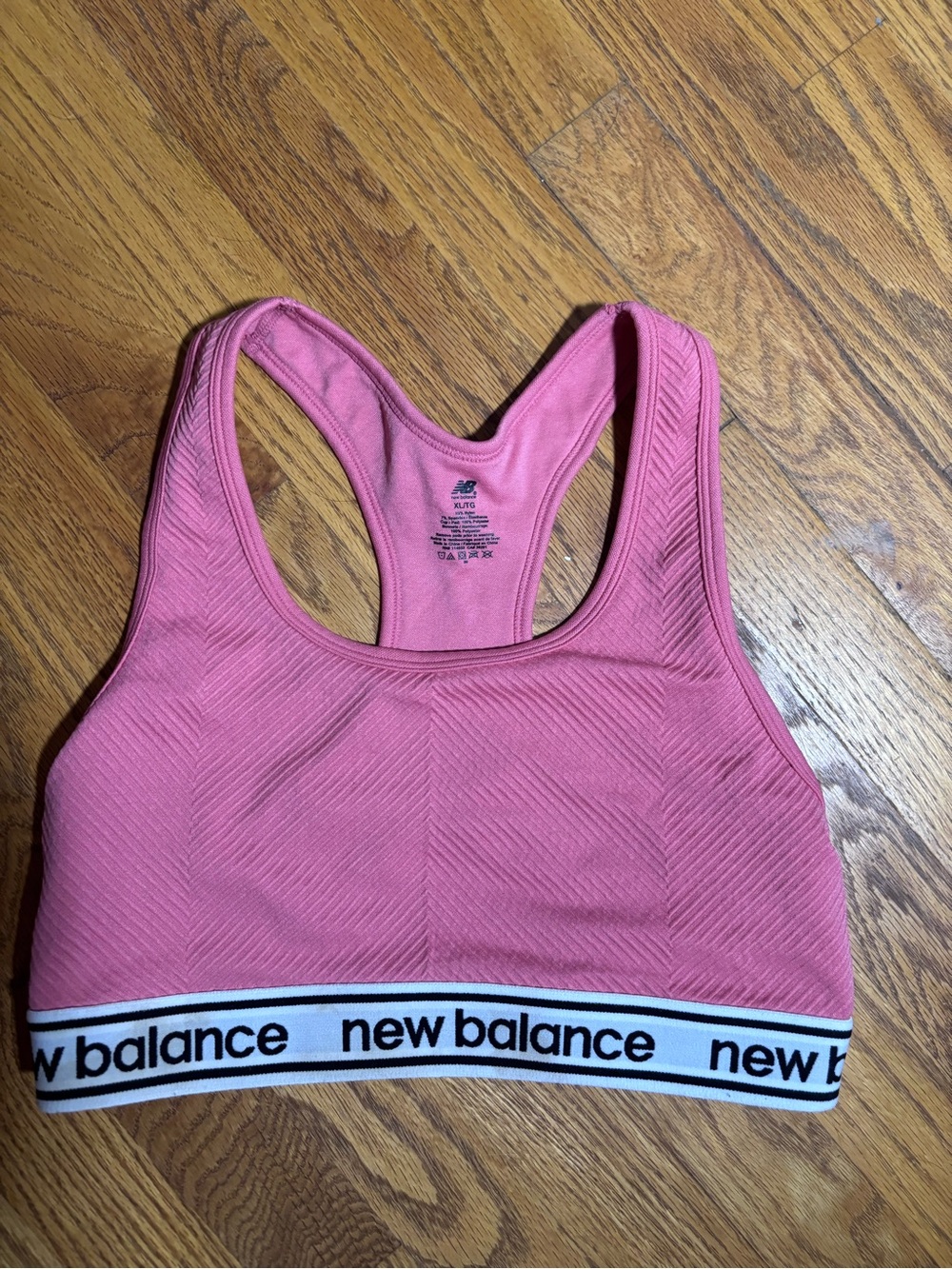 New Balance Pink Racerback Sports Bra with Branded Elastic Band